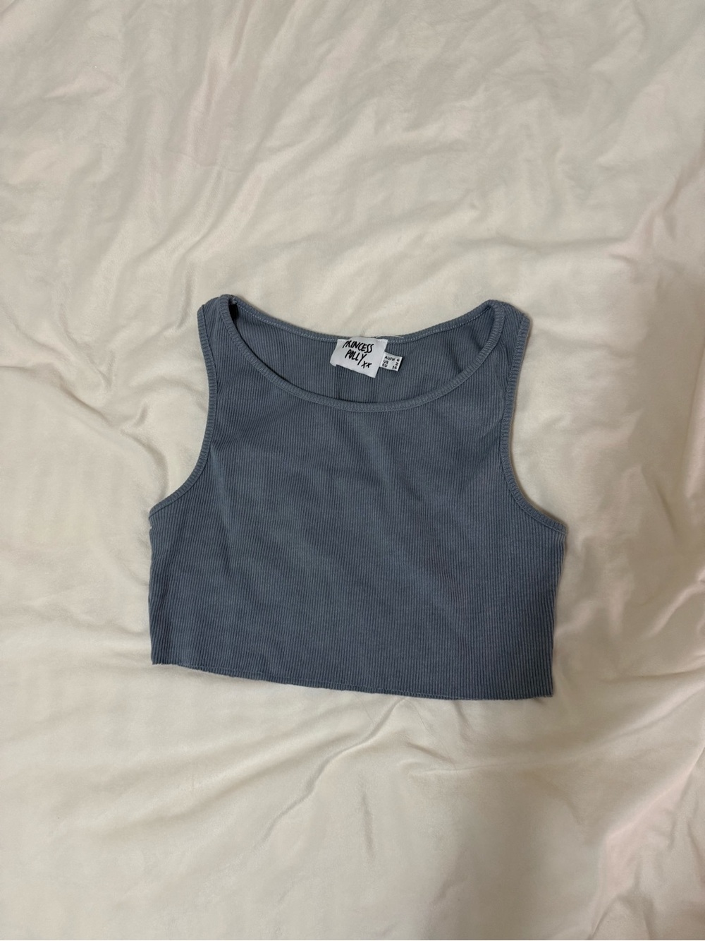 Princess Polly Slate Blue Ribbed Crop Tank